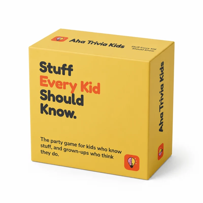 Aha Trivia Kids, boxed (mock-up)